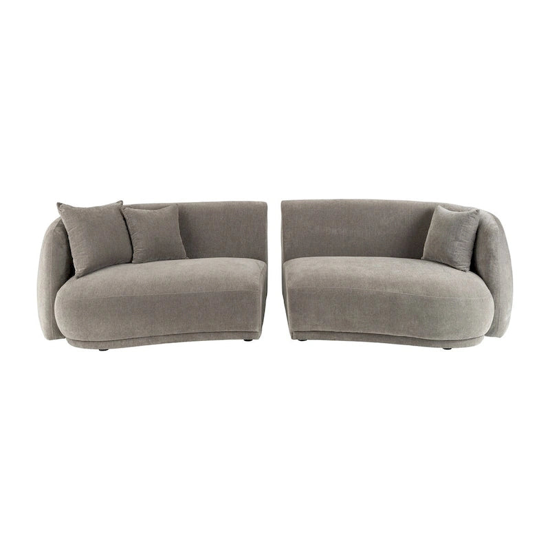 Contemporary Neutral Upholstered Four Seat Sofa with Curved Low Profile
