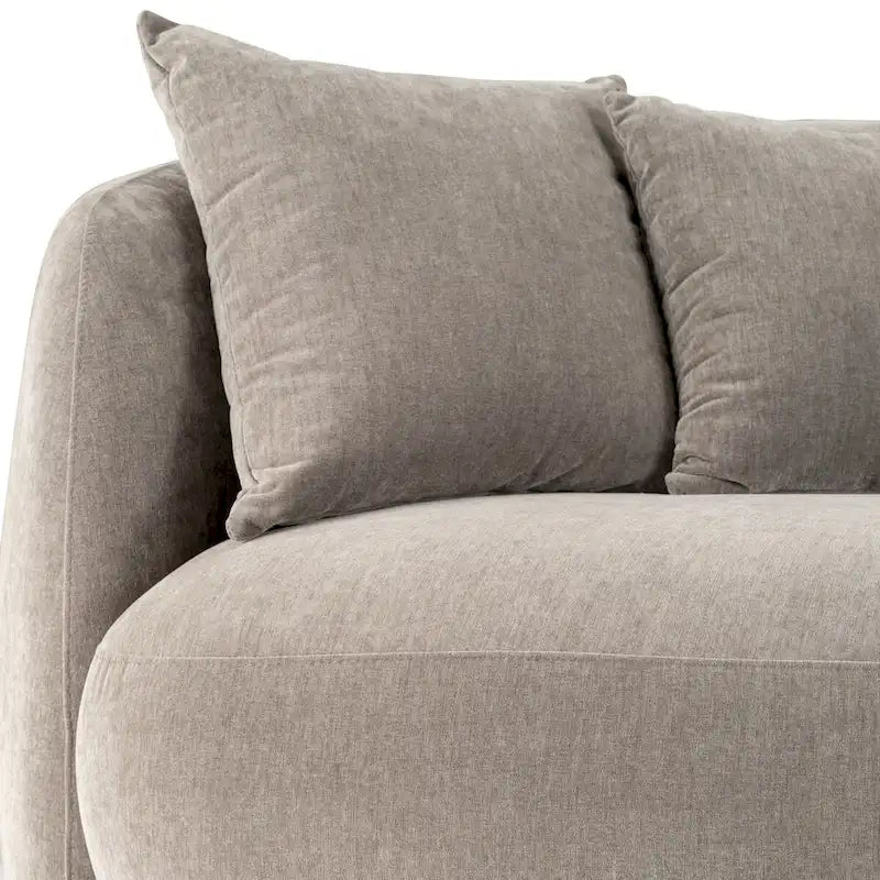Contemporary Neutral Upholstered Four Seat Sofa with Curved Low Profile