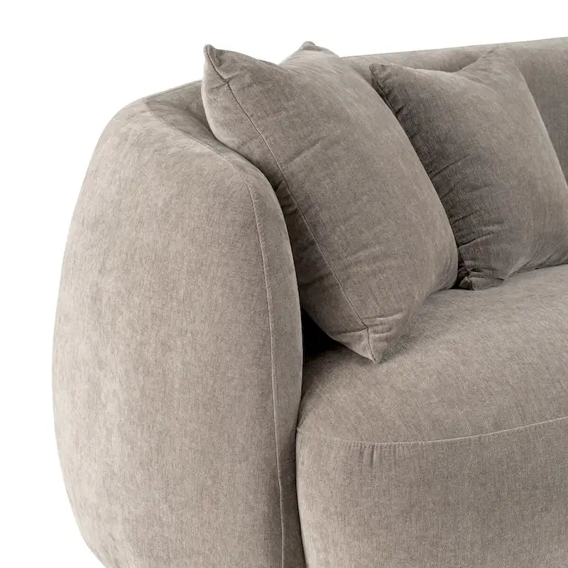 Contemporary Neutral Upholstered Four Seat Sofa with Curved Low Profile