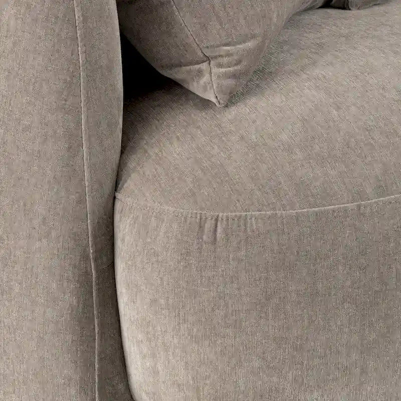 Contemporary Neutral Upholstered Four Seat Sofa with Curved Low Profile