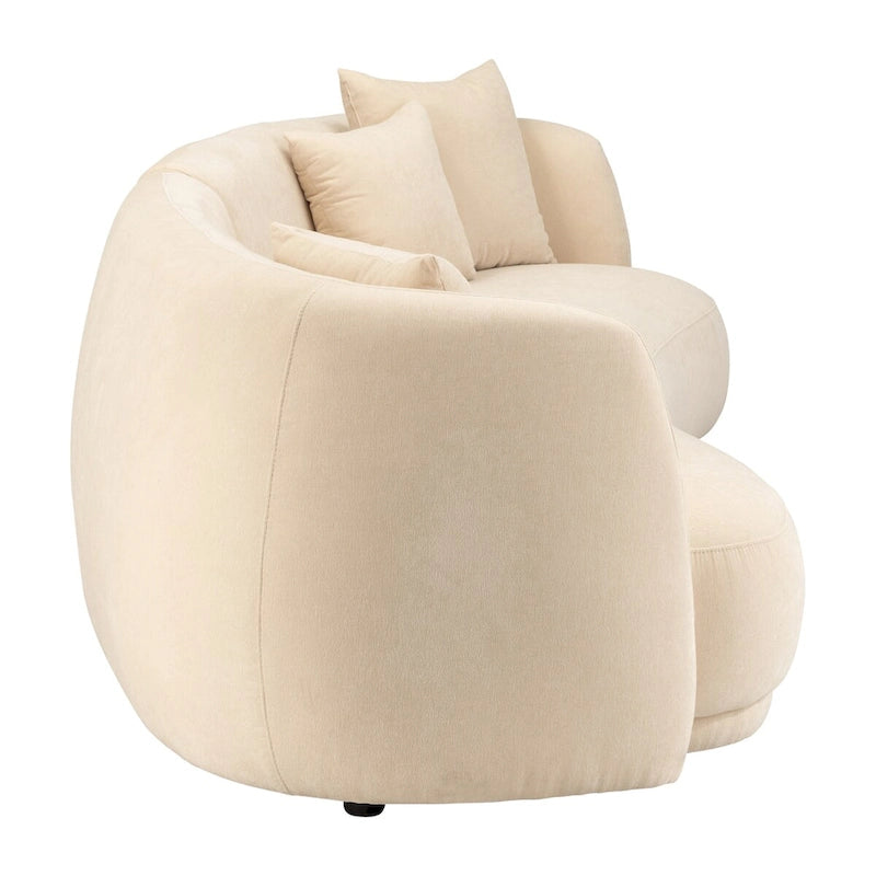 Contemporary Neutral Upholstered Four Seat Sofa with Curved Low Profile