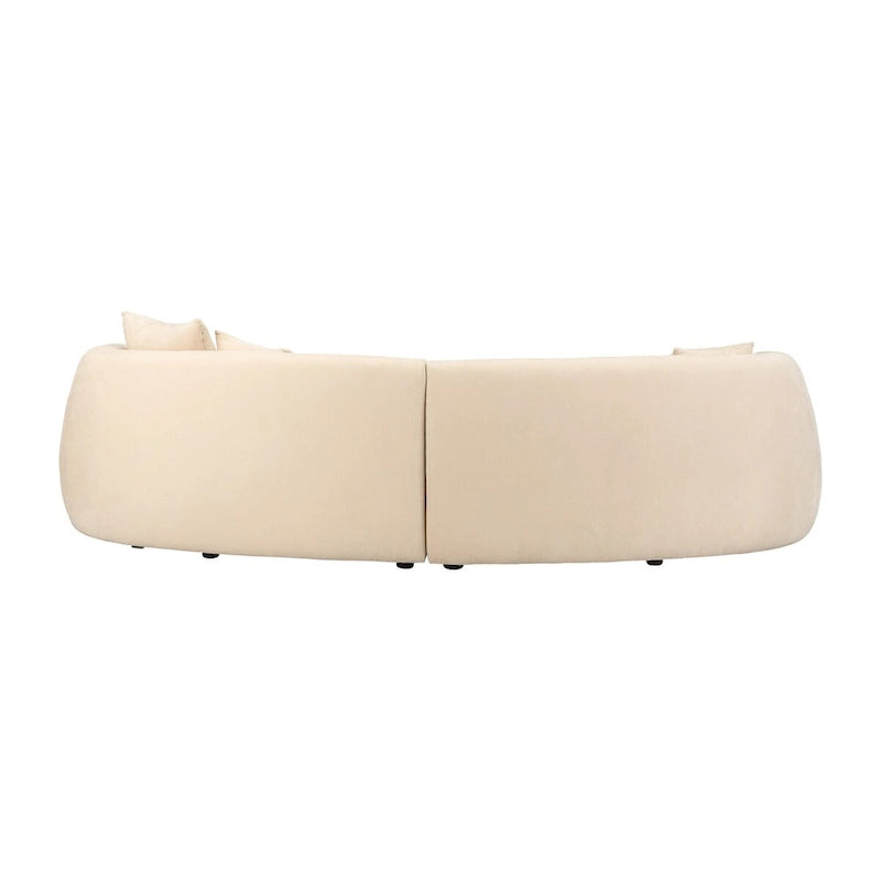 Contemporary Neutral Upholstered Four Seat Sofa with Curved Low Profile