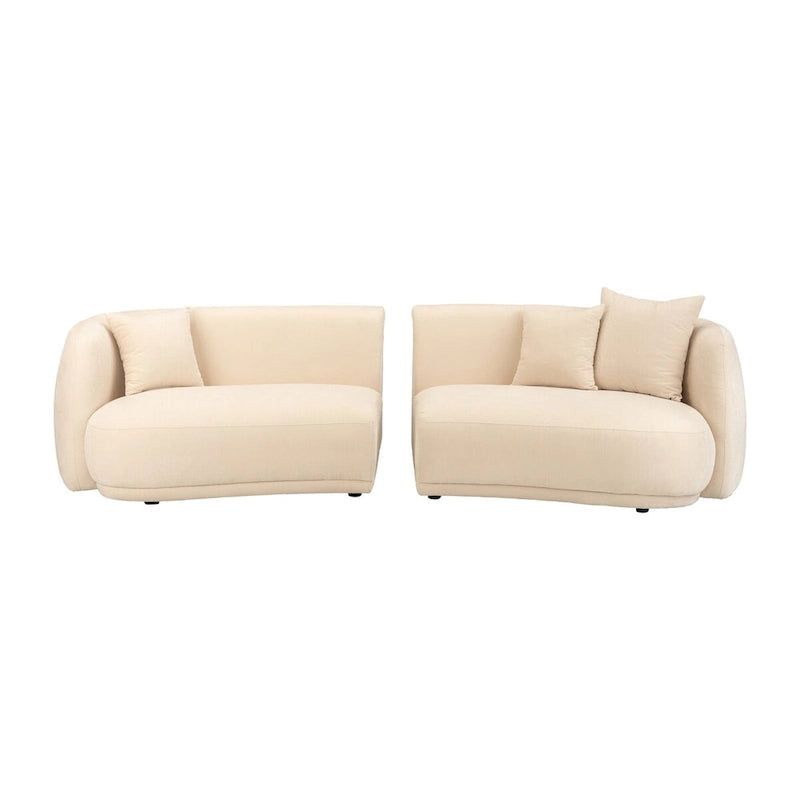 Contemporary Neutral Upholstered Four Seat Sofa with Curved Low Profile
