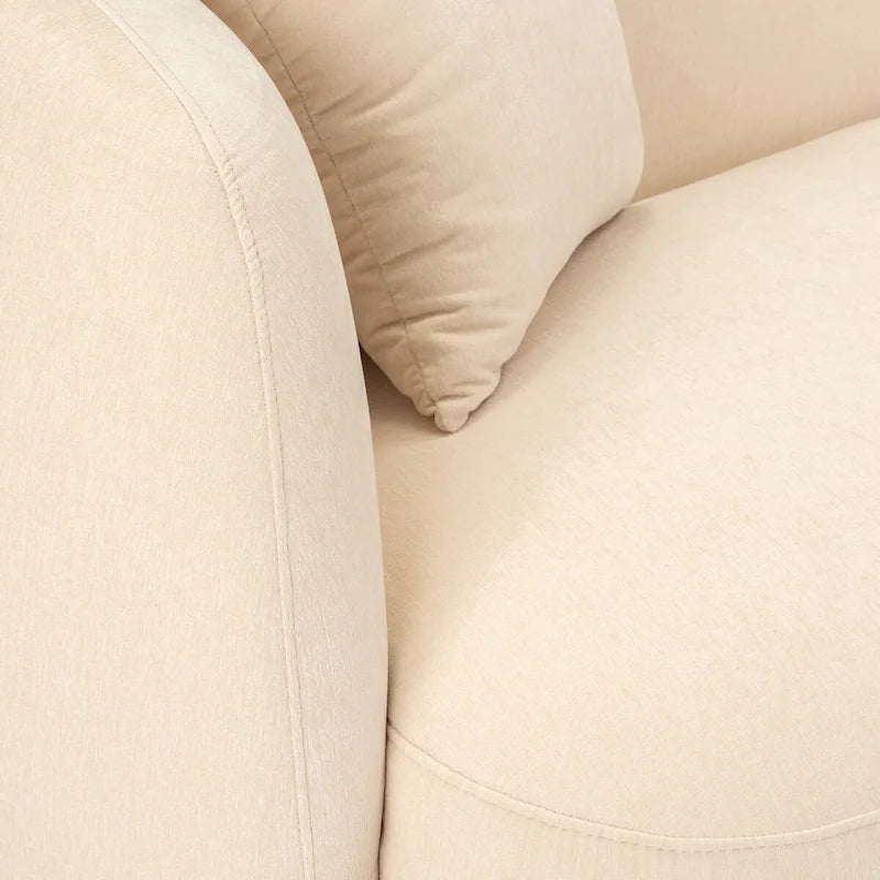Contemporary Neutral Upholstered Four Seat Sofa with Curved Low Profile