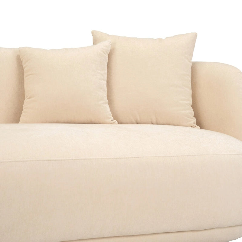 Contemporary Neutral Upholstered Four Seat Sofa with Curved Low Profile