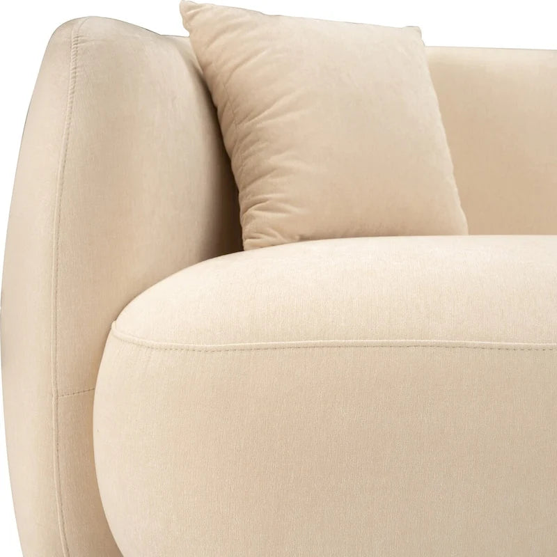 Contemporary Neutral Upholstered Four Seat Sofa with Curved Low Profile