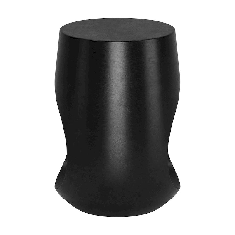 Black Mango Wood Sculptural Round Side Table with Open Base
