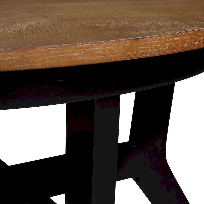 Mid Century Farmhouse Circle Wooden Coffee Tables