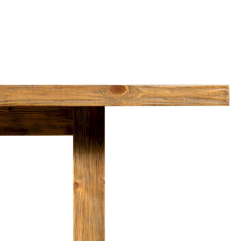 Warm Honey Brown Solid Pine Rectangular Rustic Trestle Dining Table