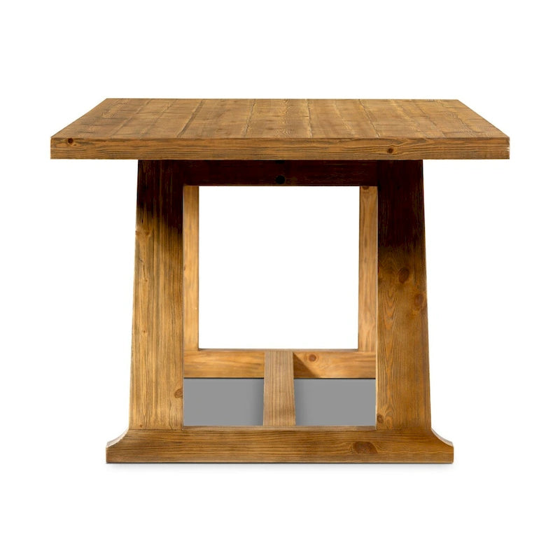 Warm Honey Brown Solid Pine Rectangular Rustic Trestle Dining Table