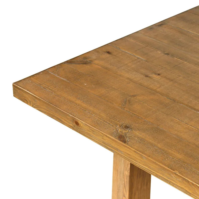 Warm Honey Brown Solid Pine Rectangular Rustic Trestle Dining Table