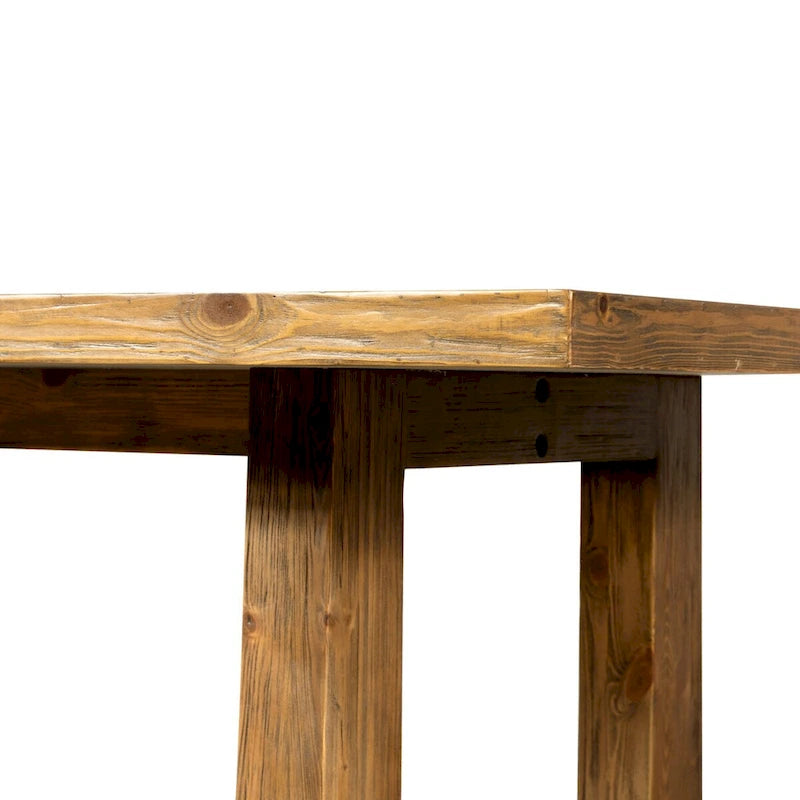 Warm Honey Brown Solid Pine Rectangular Rustic Trestle Dining Table