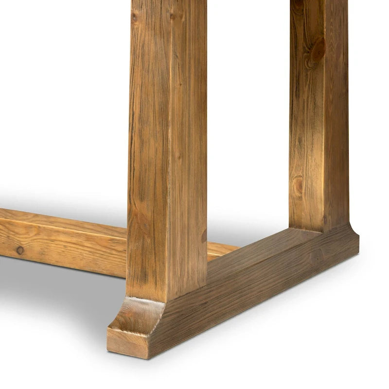 Warm Honey Brown Solid Pine Rectangular Rustic Trestle Dining Table
