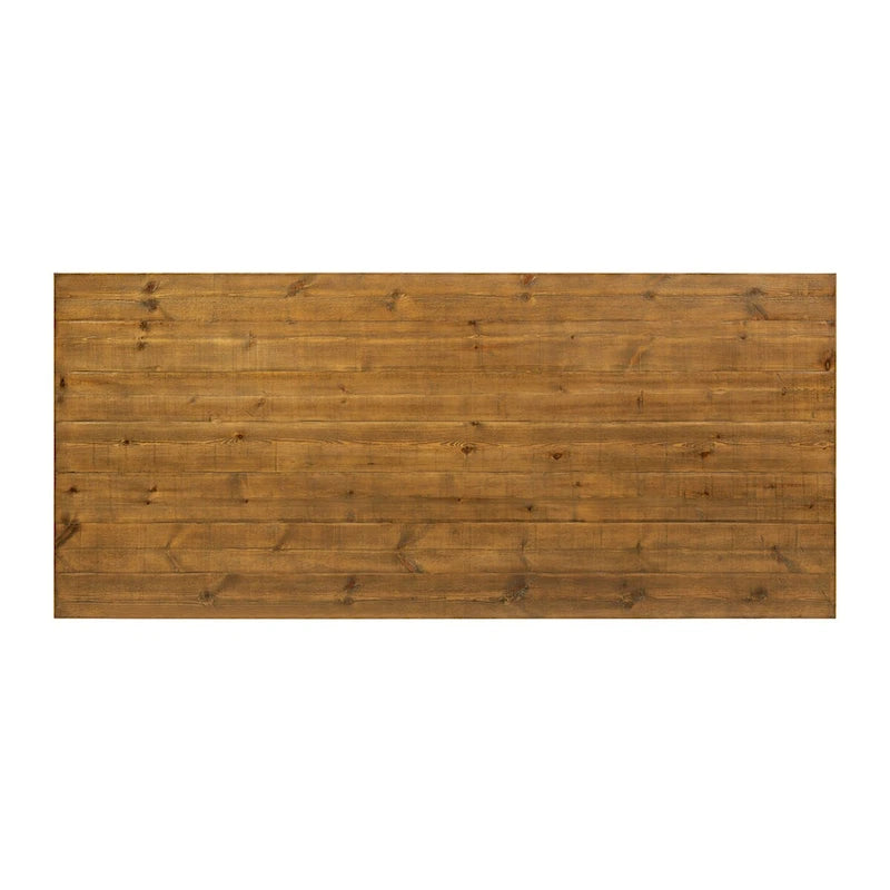 Warm Honey Brown Solid Pine Rectangular Rustic Trestle Dining Table