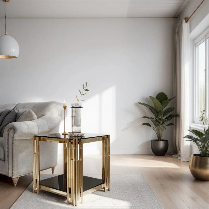20Stainless Steel Tempered Glass End Table