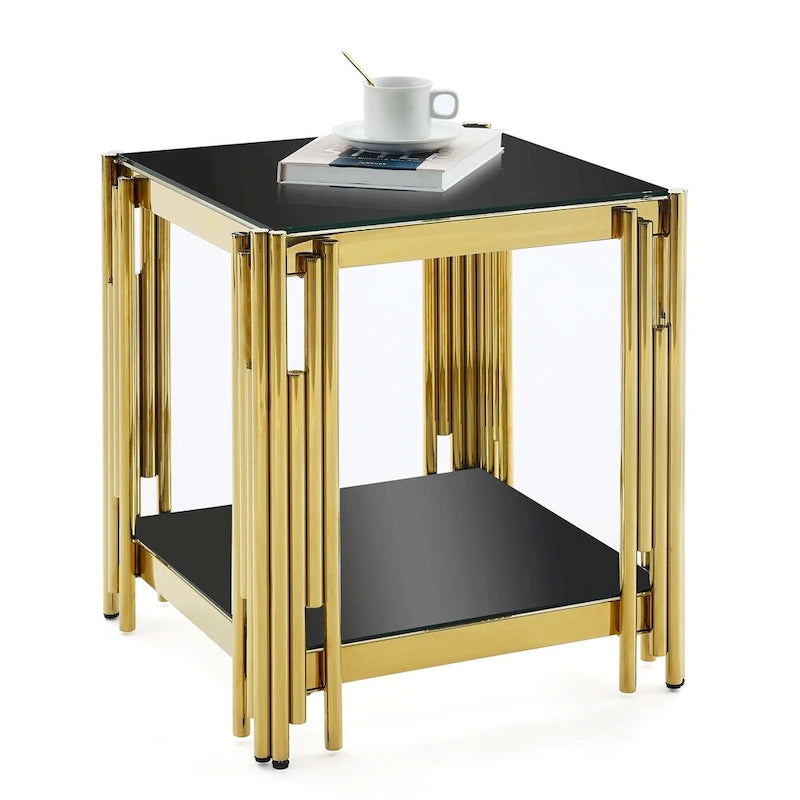 20Stainless Steel Tempered Glass End Table
