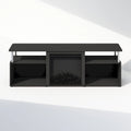 Modern Dark Brown No-Heat Electric Fireplace TV Stand with Storage